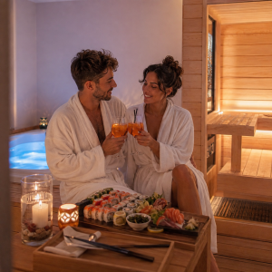 SPA privata 1 ora, bottiglia di prosecco, aperi-sushi per 2 persone